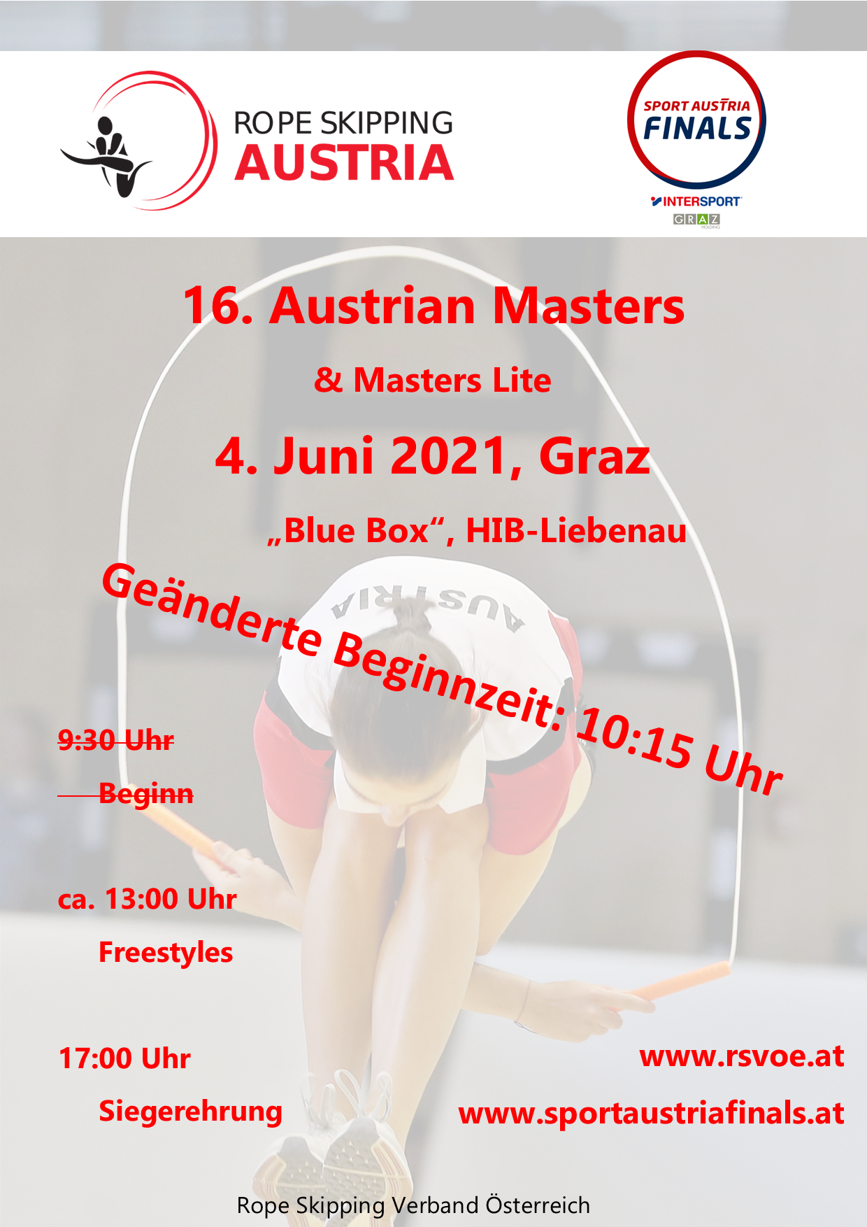 Rope Skipping Austrian Masters 2021 im Rahmen der Sport Austria Finals in Graz